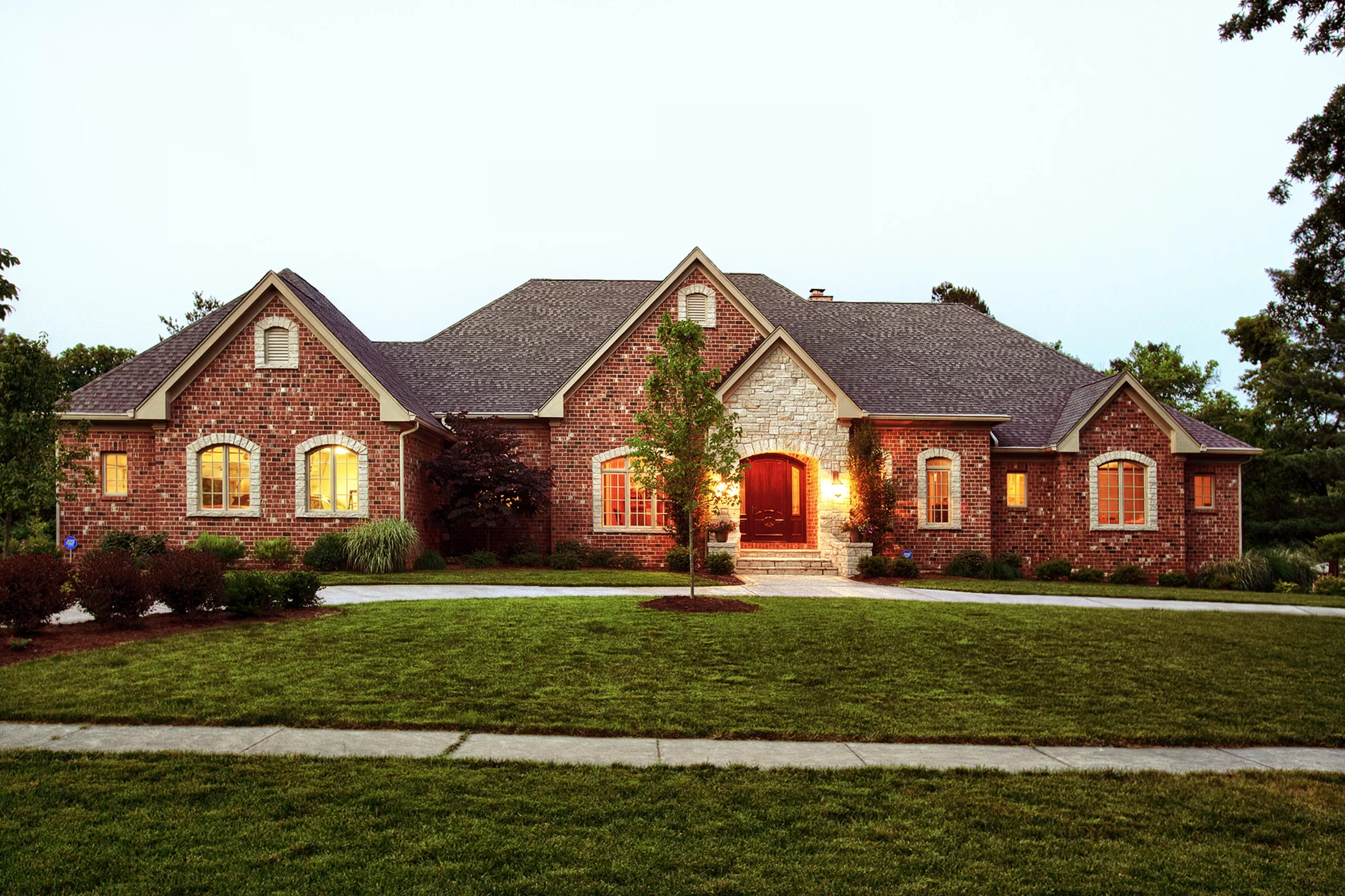 Dusk Shot Energy Efficient Home in Town and Country 154 Laduemont Town and Country, MO Energy Efficient Home at Dusk