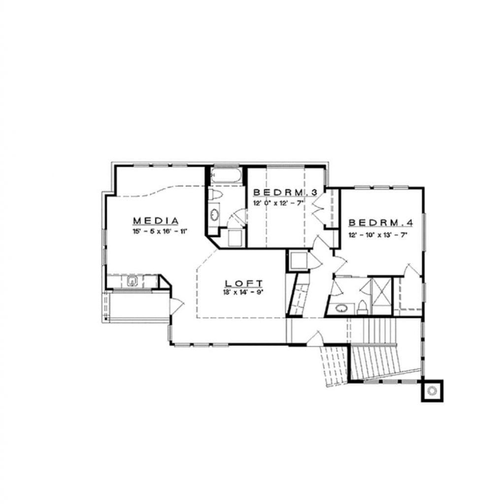 1.5 Story Modern Floor Plan Upper Level