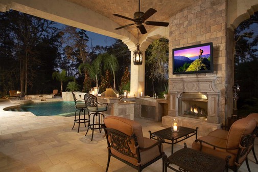 Outdoor TV idea in your custom home build by Hibbs Homes