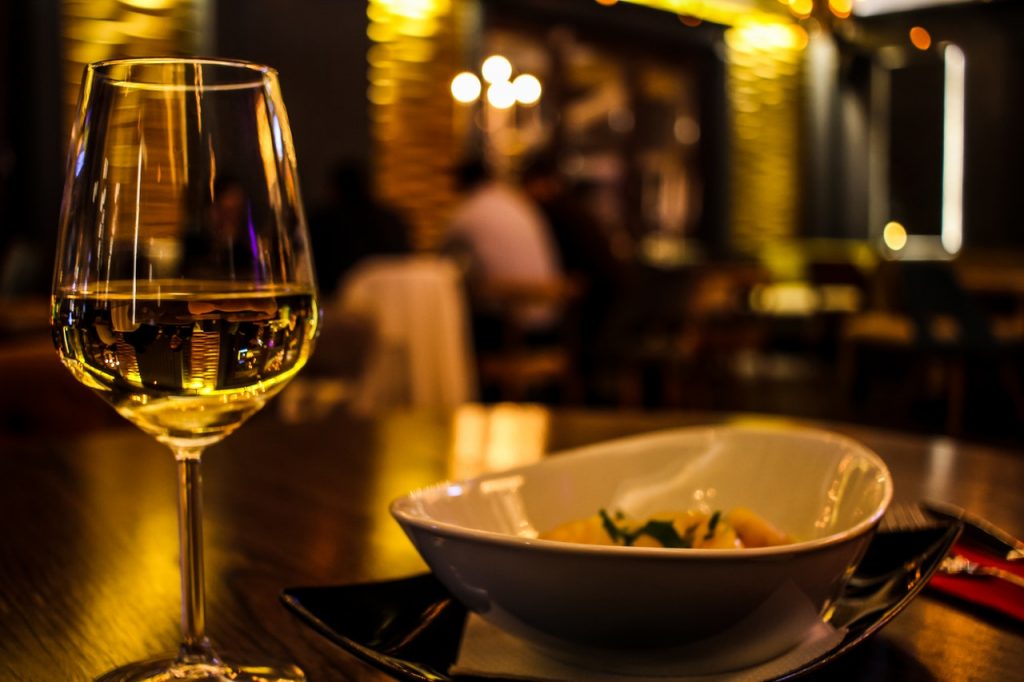 Fine dining at a restaurant