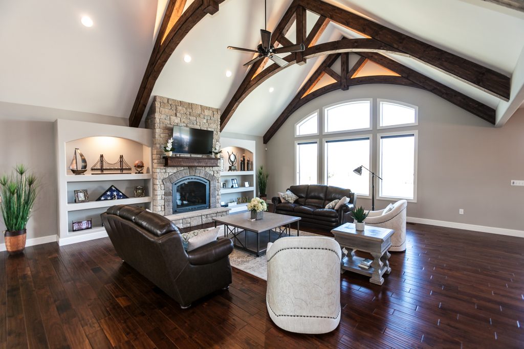 Mountain Luxury Living Room by Hibbs Homes
