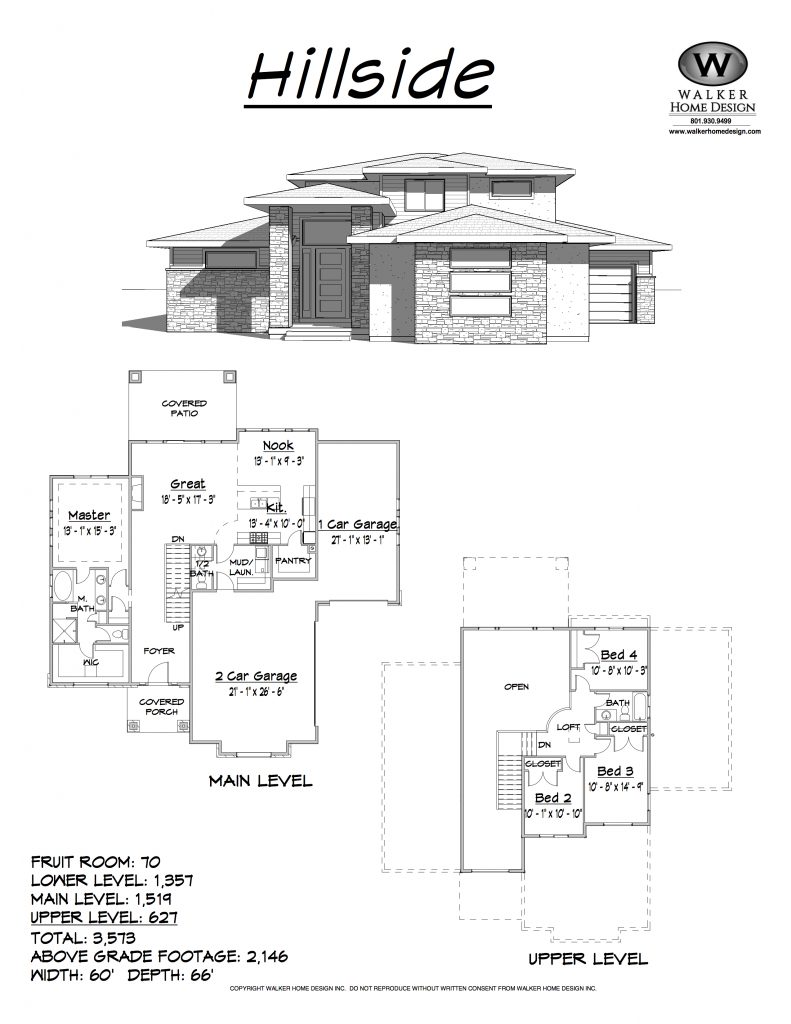 hillsidecustomhomefloorplan Prairie Style Custom Home Floorplan