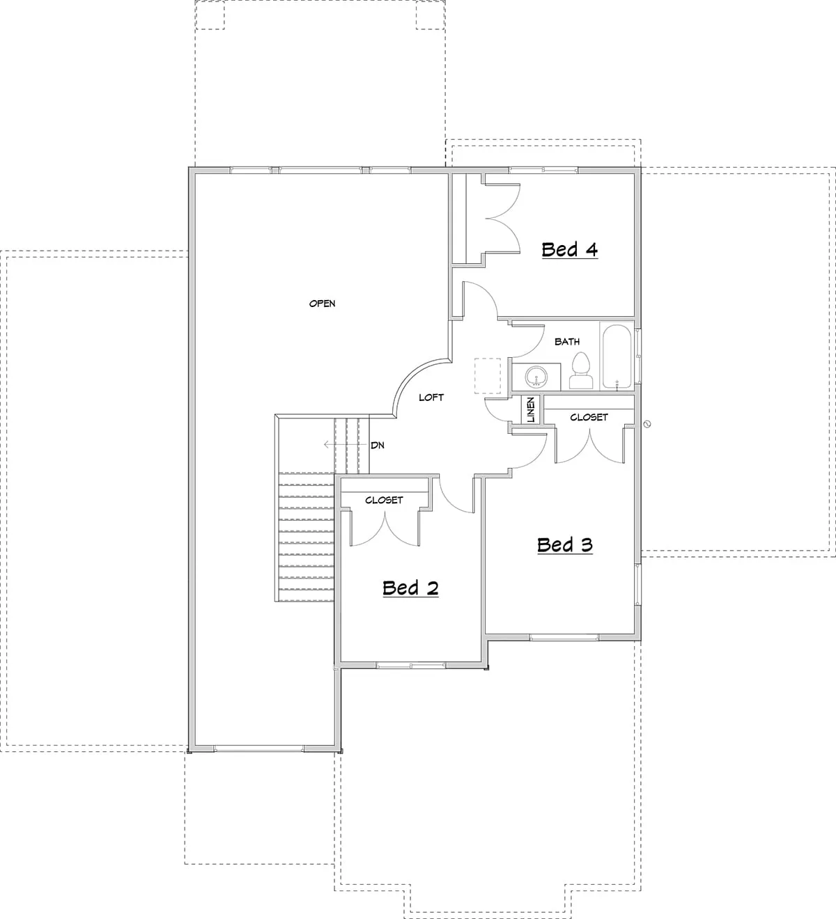 Modern Custom Home Plan Upper Level