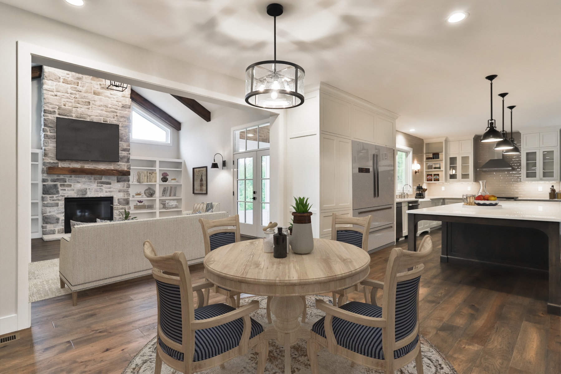 living_room_dine Modern Farmhouse by New Home Builder in St Louis, MO
