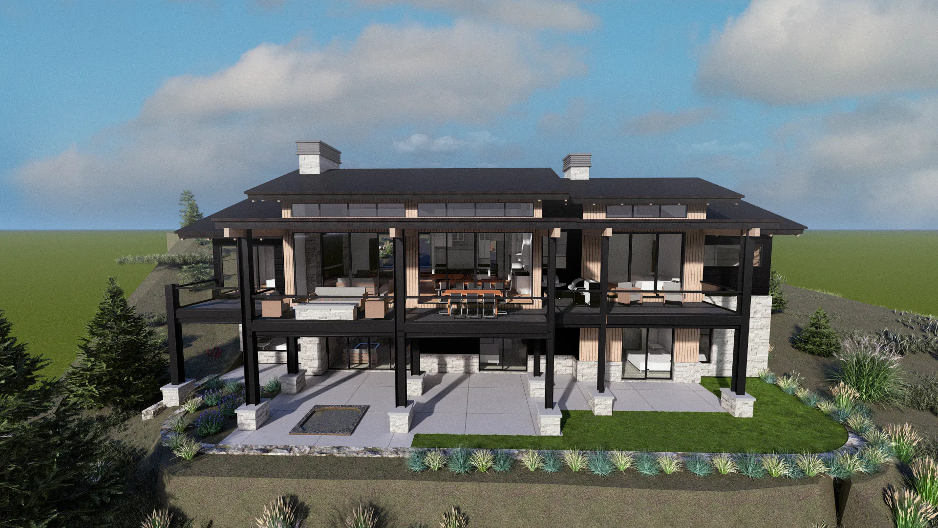 Rear Elevation of Dancing Sun Custom Home