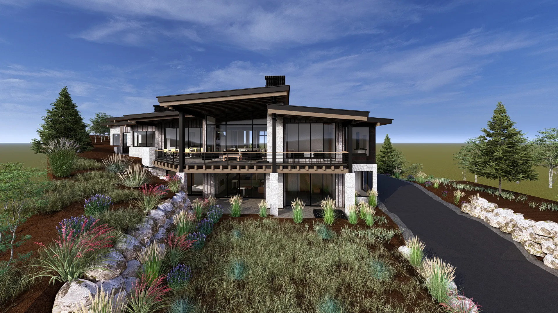 Rear view of Reservoir View Custom Home in Tuhaye